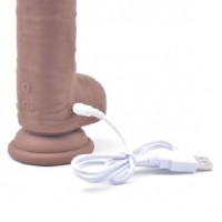 Dildo Realistic Vibrating and Rotating Silicone 10 Functions Rechargeable BROWN